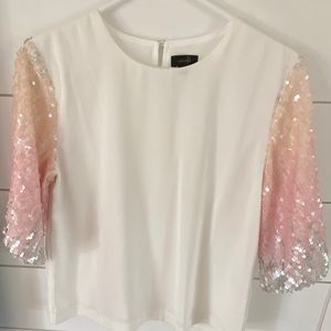 White Top W/Cream, Pink & silver Sequence